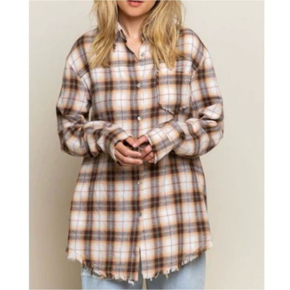 POL Oversized Flannel NWOT Size Medium - Picture 1 of 6